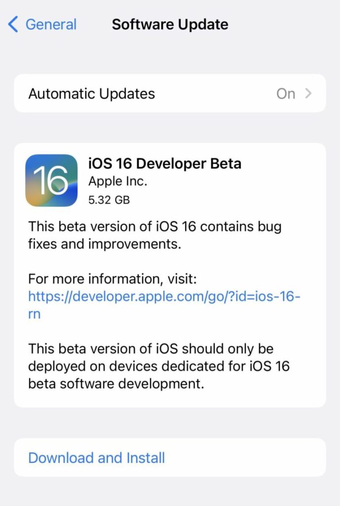 نسخه بتا iOS 16