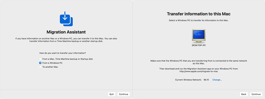 استفاده از Migration Assistant