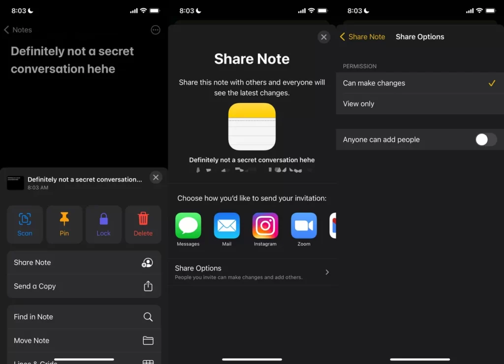 فایل Note را برای به اشتراک گذاری آماده کنید