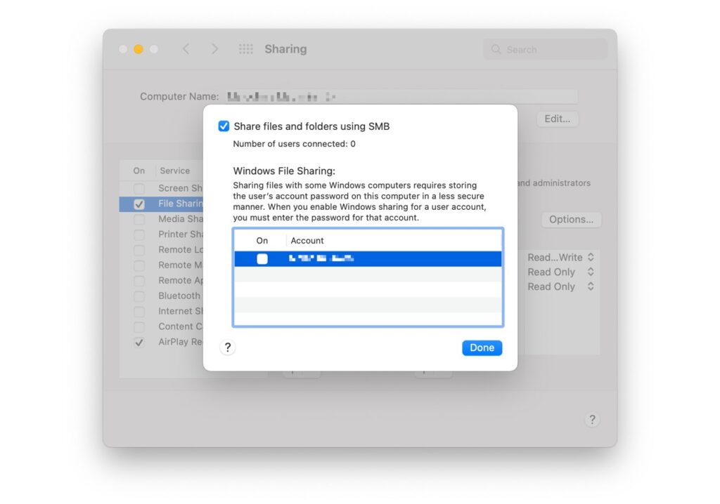 راه اندازی شبکه اشتراک گذاری فایل در MacOS