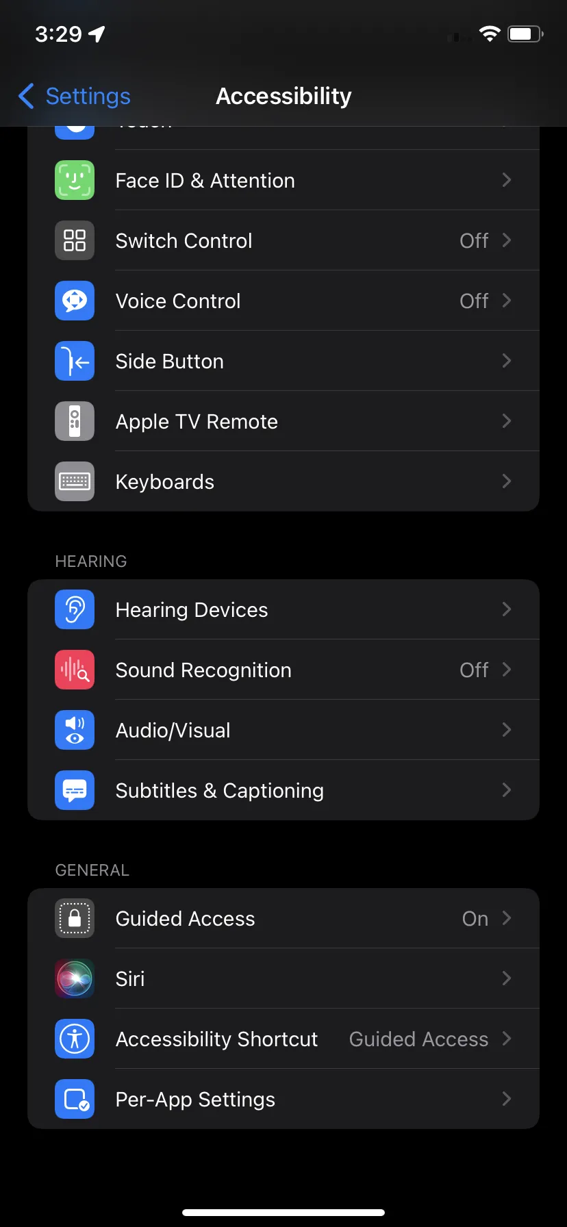 منو Accessibility آیفون